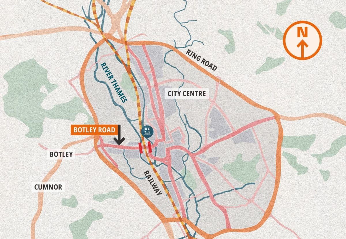 Map of Oxford showing Botley Road